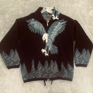 Vintage RUMINAHUI Eagle Zip Up WOOL SWEATER JACKET COAT Soft Comfy Cozy *READ*